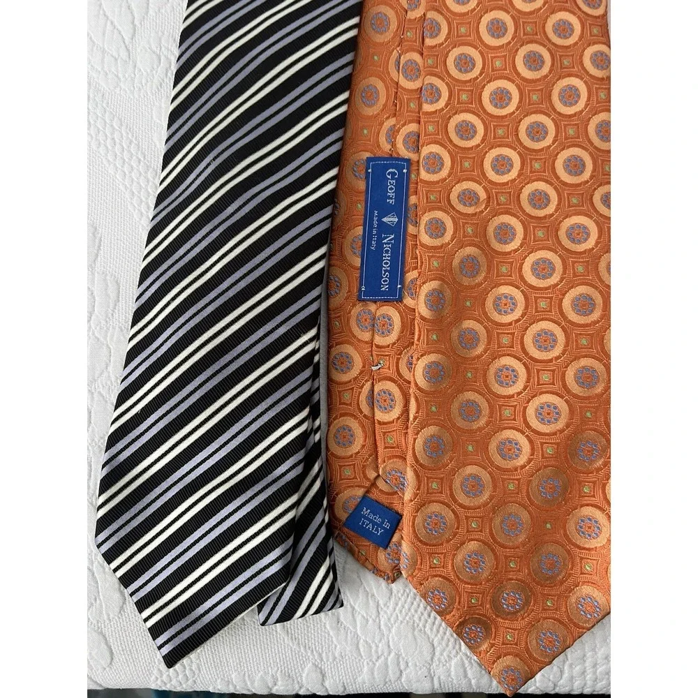 Geoff Nicholson Paisley Geometric Stripe Men's 100% Silk Tie Lot of 4